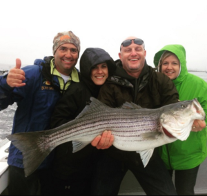 Rainy day striped bass catch